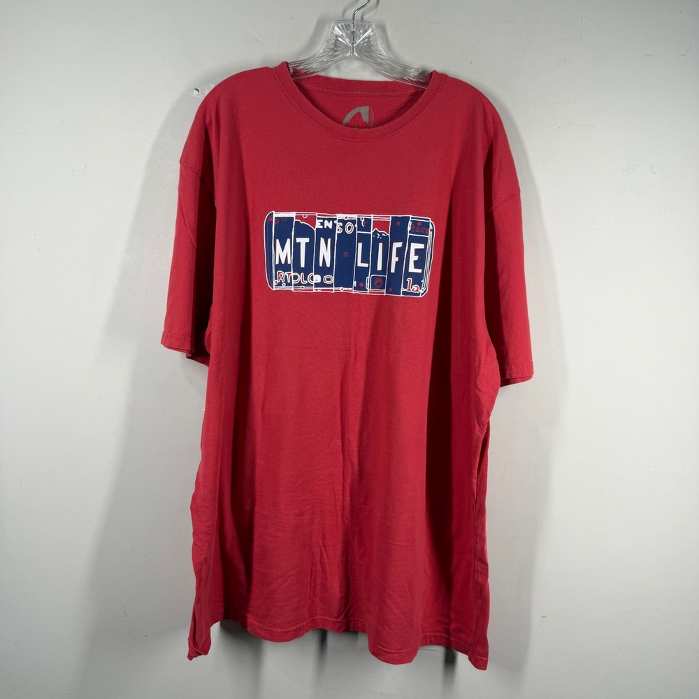 Mountain Khakis Mens Red MTN LIFE License Plate Graphic Organic Cotton Tee XXL